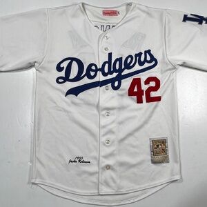 Mitchell and Ness 1955 Brooklyn Dodgers Jackie Robinson Jersey Men 48 White Sewn